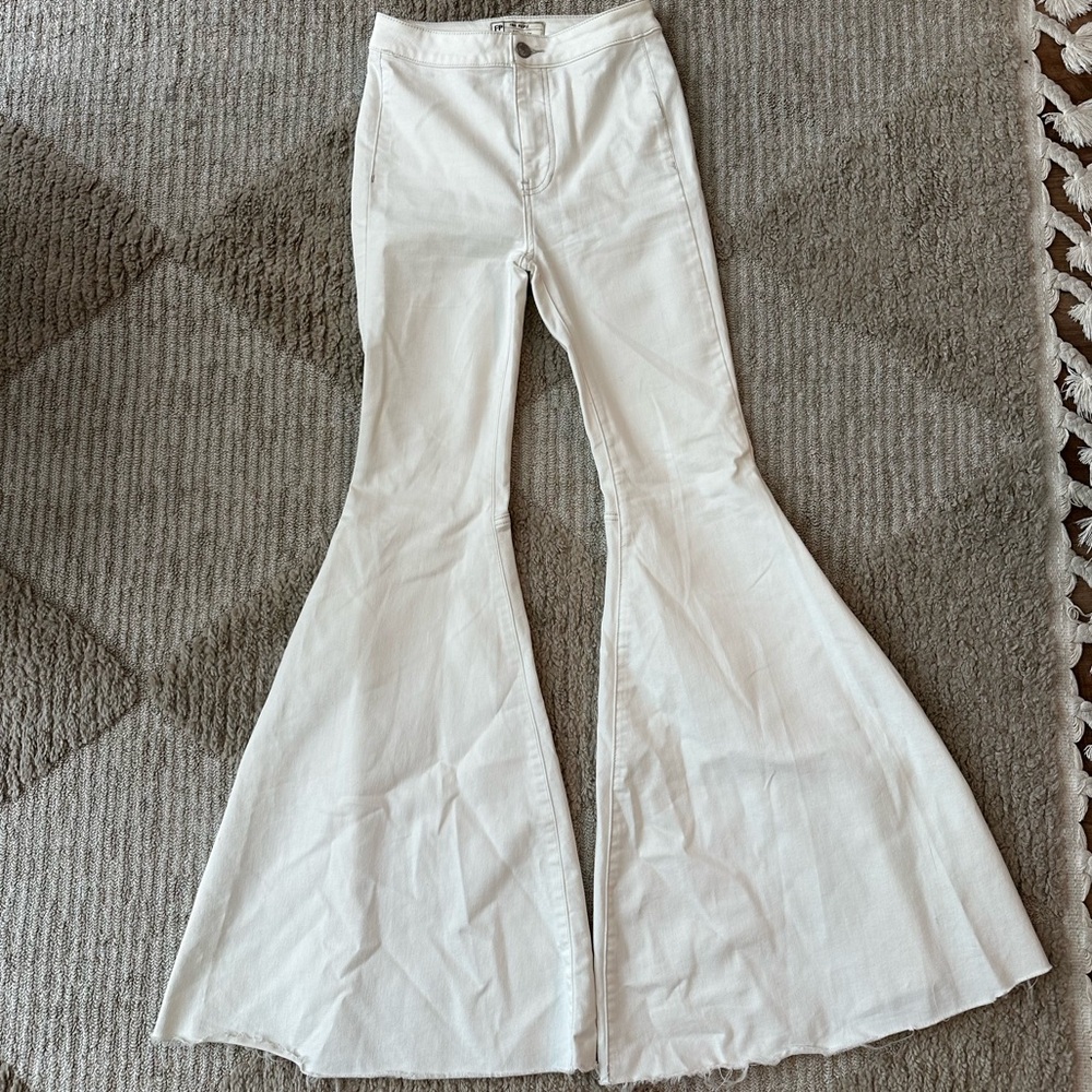 Free People Ivory Bell Bottom Jeans